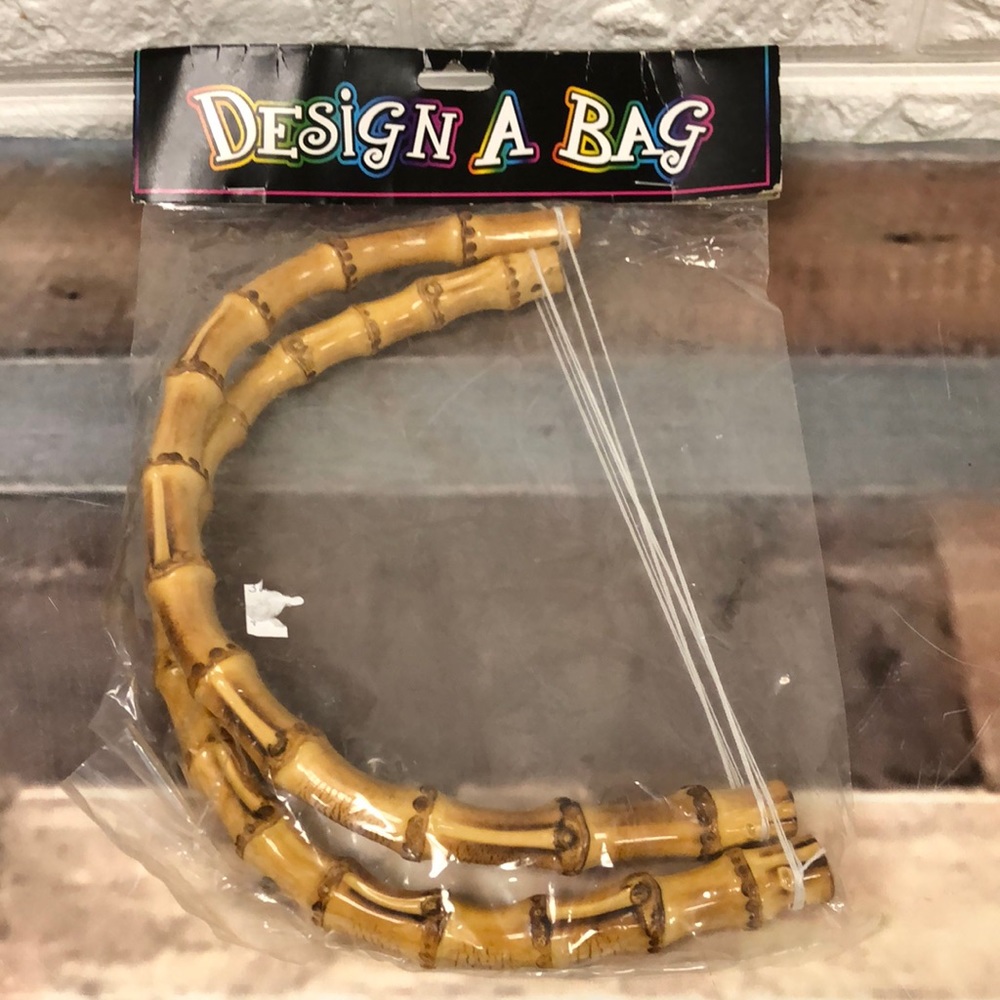 Varnished Bamboo Purse Bag 9” Handles by‎ Design A Bag - Natural Look - NEW